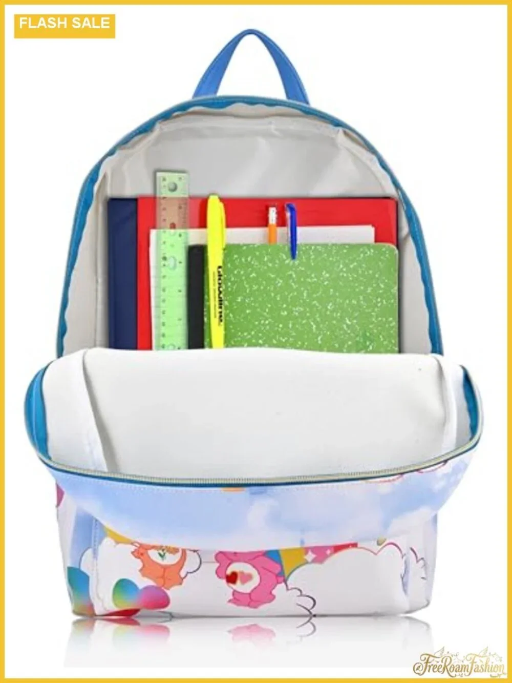 Care Bears Licensed PU Leather Backpack - 16 inch Large Travel Daypack